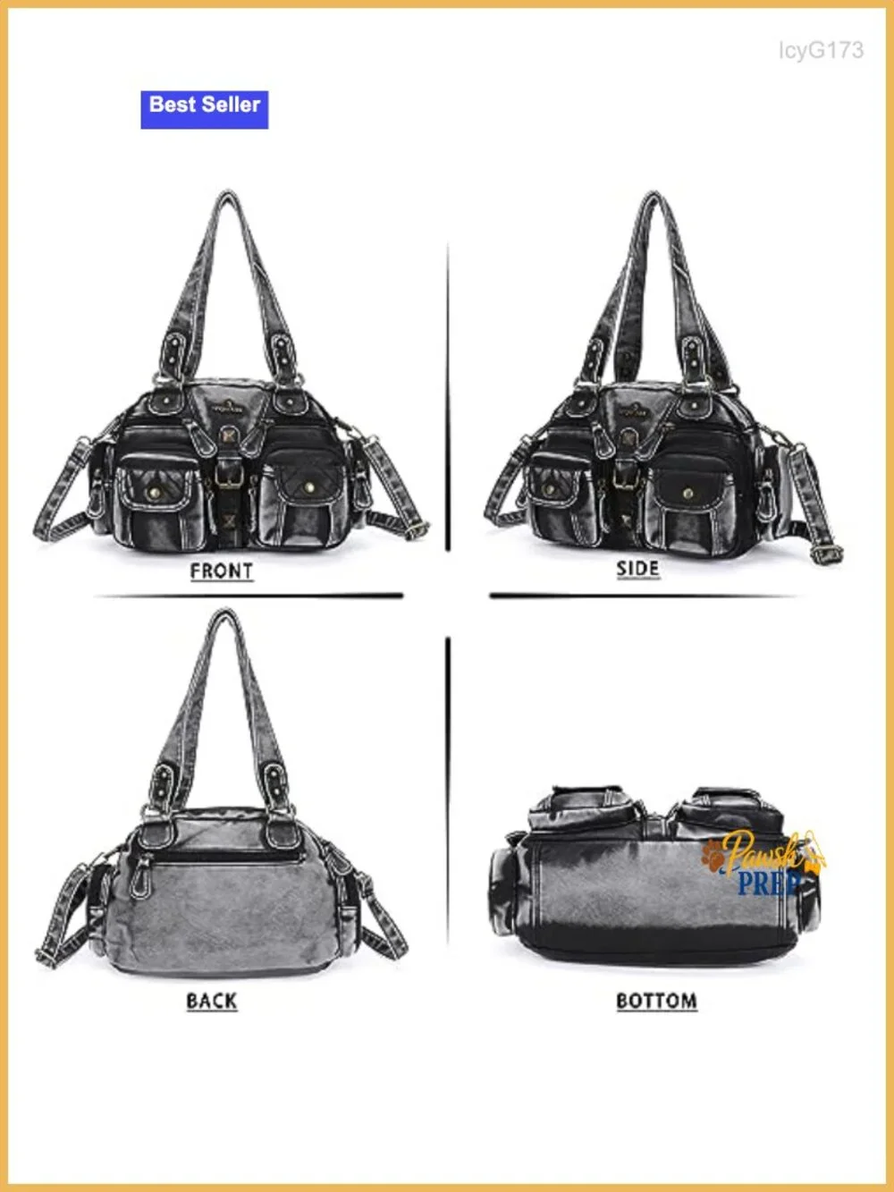 Hobo Crossbody Bag Women Shoulder Multipocket Soft Vegan Leather Handbag